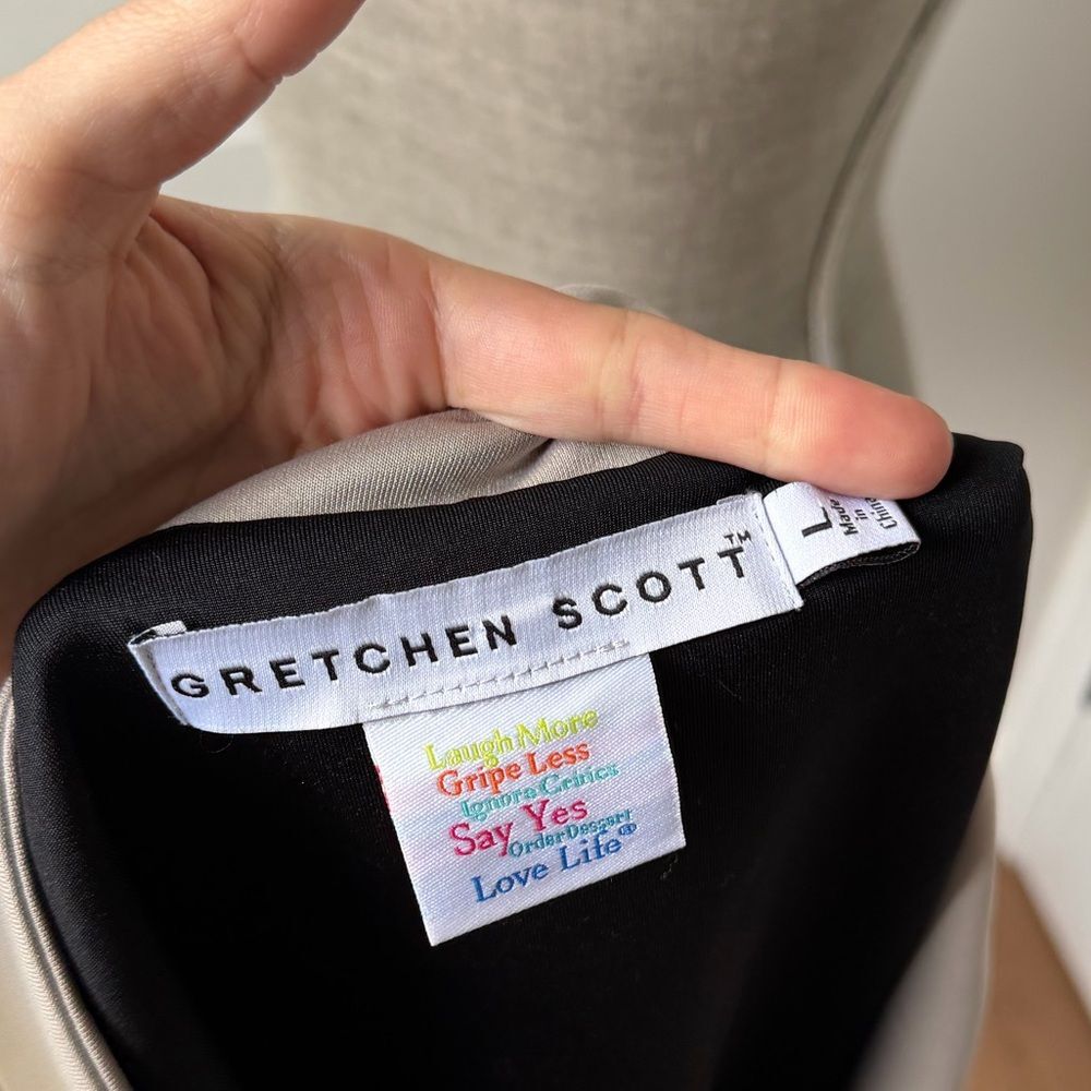 GRETCHEN SCOTT Womens Tuck Me In Dress Beige Scuba Sheath Neutral Earthy Size Lg - Picture 5 of 5